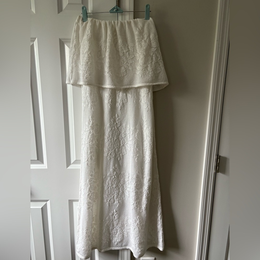 ZARA Jacquard Knit Bandeau White Maxi Dress XS - Picture 5 of 10